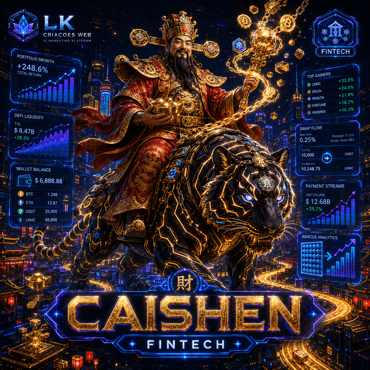 Caishen — Fintech, crypto/DeFi and financial-product growth