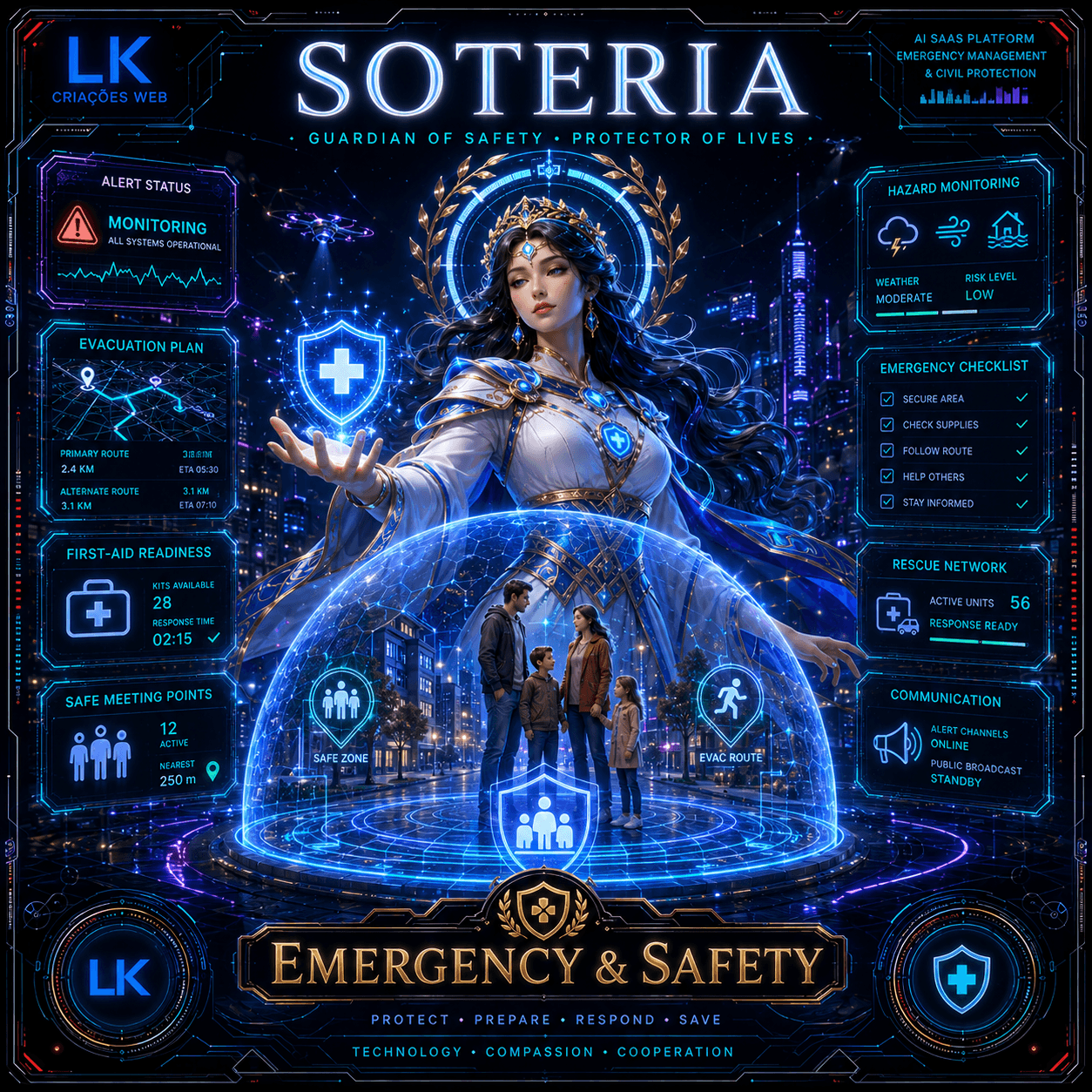 Soteria — Personal emergency & disaster preparedness/response (alerts, first aid, evacuation, Defesa Civil)