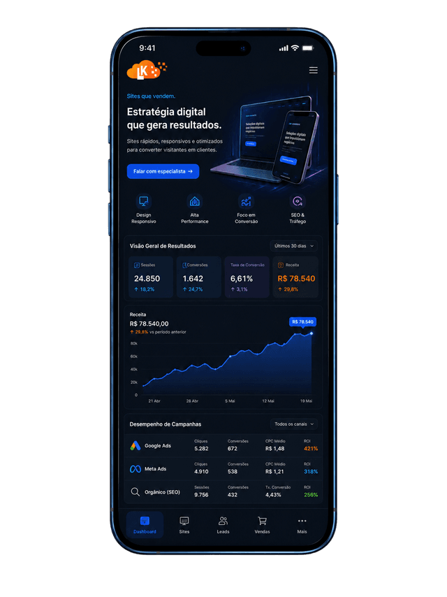 App LK Criações Web - Dashboard Mobile